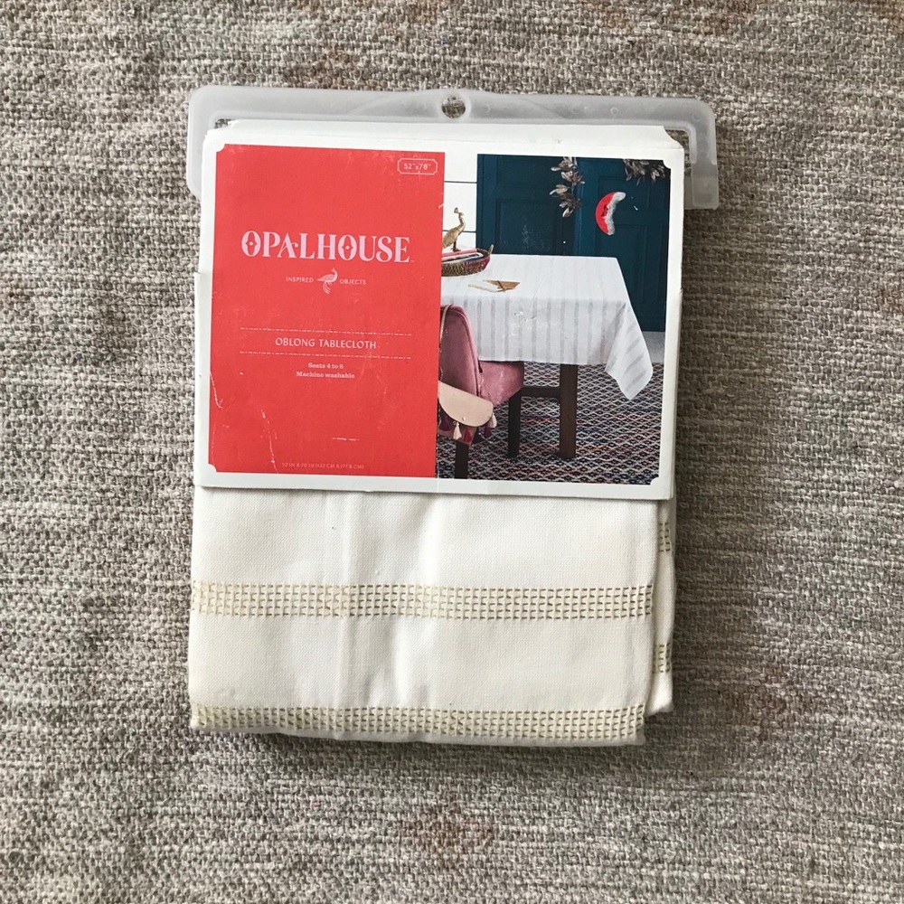 Opal house Striped Neutral Oblong Tablecloth